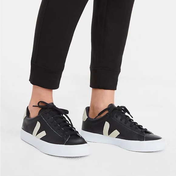 Veja Shoes - Veja" Campo Chromefree Leather Sneakers Black & White